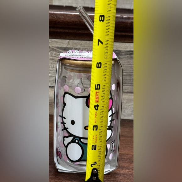 Hello Kitty Glass Tumbler With Bamboo Lid And Glass Straw - NEW - Picture 10 of 10